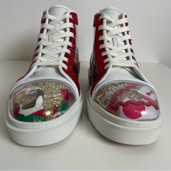LIMITED EDITION Christian Louboutin High Top Sneaker Sz 41.5 Dolan Strass Trash - Picture 4 of 15